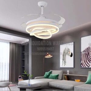 42-inch LED light ceiling fan-retractable and adjustable smart three-color